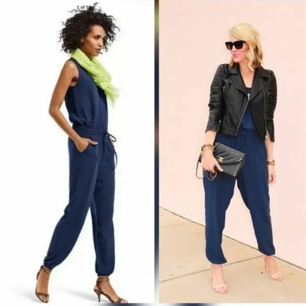 CAbi French Navy sleeveless jogger style jumpsuit Size M - Picture 3 of 6